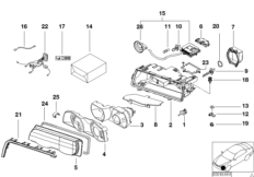Детали ксеноновой фары для BMW E38 735i M62 (схема запасных частей)