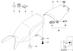 Сиденье для MOTO 259S R 1100 S 98 (0422,0432) 0 (схема запасных частей)