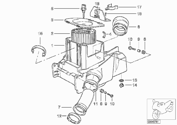Глушитель шума всасыв./сменн.эл.фильтра для BMW R21 R 1150 GS 00 (0415,0495) 0 (схема запчастей)