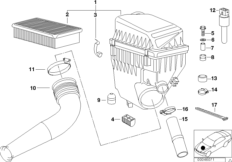 Глушитель шума всасыв./сменн.эл.фильтра для BMW E38 750iLP M73N (схема запасных частей)