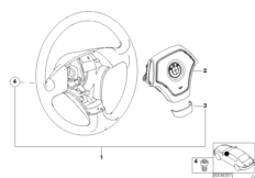 Спортивное рулевое колесо с НПБ для BMW E46 318Ci M43 (схема запасных частей)