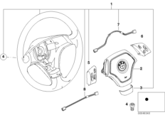Многофункц.спортив.рулевое колесо с НПБ для BMW E46 318Ci M43 (схема запасных частей)