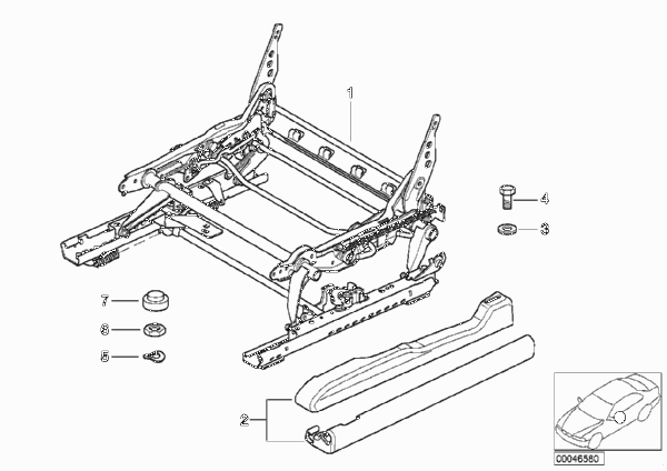 Сиденье Пд направ.сиден.с мех.прив./дет. для BMW E53 X5 3.0i M54 (схема запчастей)