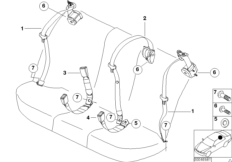 Ремень безопасности Зд для BMW E46 330xi M54 (схема запасных частей)