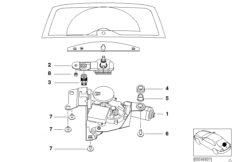 Детали очистителя заднего стекла для BMW E46 320d M47N (схема запасных частей)