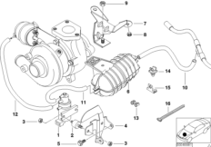 Вакуумная сист.управл.турбонагнетателем для BMW E46 318d M47 (схема запасных частей)