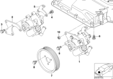 Насос гидроусилителя рулевого управления для BMW E39 M5 S62 (схема запасных частей)