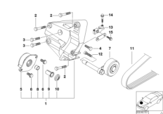Доп.элем.компресс.кондиц./ремен.привод для BMW E46 320d M47 (схема запасных частей)