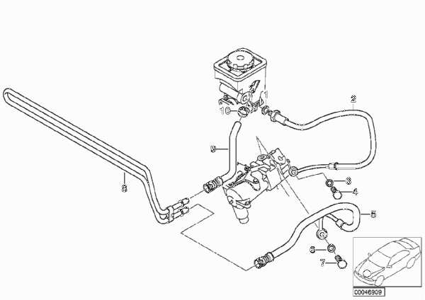 Маслопроводы гидроусилителя рул.управл. для BMW E38 730d M57 (схема запчастей)