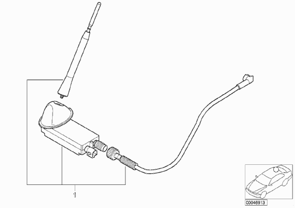 К-т доосн.двухканальной антенной в крыле для BMW Z3 Z3 M3.2 S50 (схема запчастей)