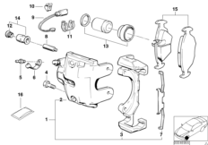 Датчик износа торм.накладки пер.колеса для BMW E34 525i M50 (схема запасных частей)