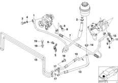 Маслопроводы гидроусилителя рул.управл. для BMW E38 740d M67 (схема запасных частей)