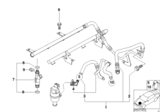 Система впрыска/форсунка для BMW E39 M5 S62 (схема запасных частей)
