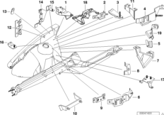 Кронштейн передка П для BMW E36 325i M50 (схема запасных частей)