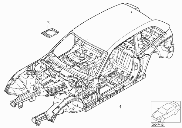 Каркас кузова для BMW Z3 Z3 3.0i M54 (схема запчастей)