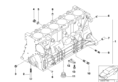 Блок-картер двигателя для BMW E46 325Ci M54 (схема запасных частей)