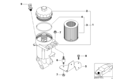 Смазочная система-масляный фильтр для BMW E52 Z8 S62 (схема запасных частей)