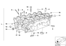 головка блока цилиндров для BMW E38 735i M62 (схема запасных частей)