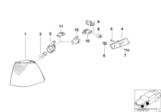 Фонарь указателя поворота для BMW E36 325i M50 (схема запасных частей)