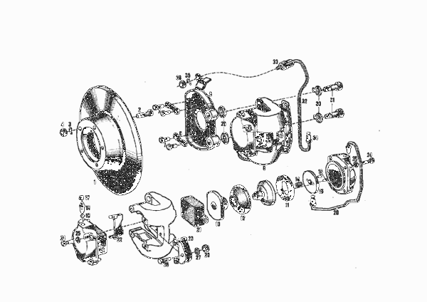 Тормозной механизм переднего колеса для BMW V8 3200CS 8-Zyl (схема запчастей)