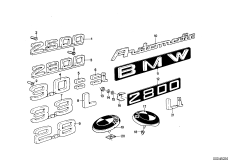 Эмблемы / надписи для BMW E9 3.0CSiL M30 (схема запасных частей)