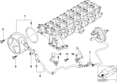 Вакуумный насос с трубопроводом для BMW E46 330d M57 (схема запасных частей)