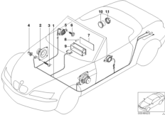 Детали стереосистемы для BMW Z3 Z3 M3.2 S50 (схема запасных частей)