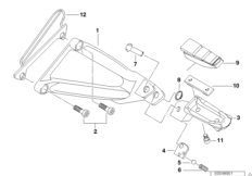 Планка упора для ног/упор для ног Зд для BMW 259S R 1100 S 98 (0422,0432) 0 (схема запасных частей)