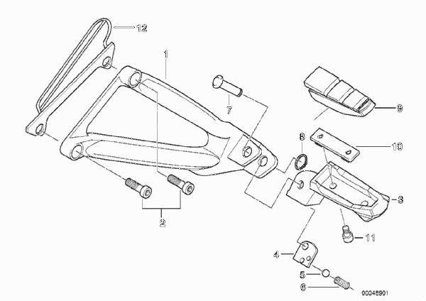 Планка упора для ног/упор для ног Зд для BMW 259S R 1100 S 98 (0422,0432) 0 (схема запчастей)