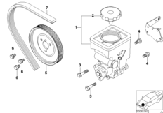 Насос гидроусилителя рулевого управления для BMW E39 520d M47 (схема запасных частей)