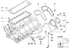 Блок цилиндров/дополнительные элементы для BMW E53 X5 4.4i M62 (схема запасных частей)