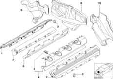 Звукоизоляционный кожух двигателя для BMW E38 740d M67 (схема запасных частей)