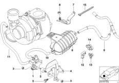 Вакуумная сист.управл.турбонагнетателем для BMW E39 525d M57 (схема запасных частей)