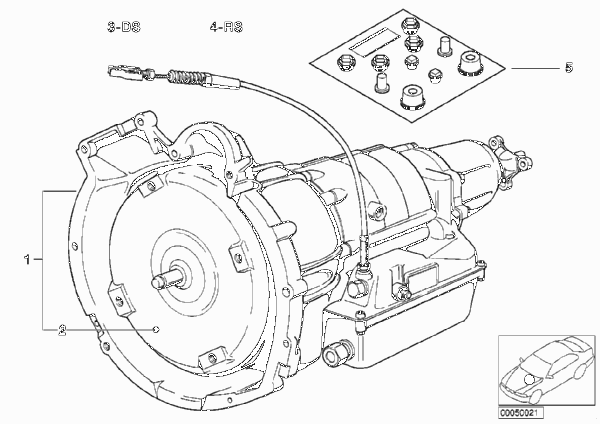 Автоматическая коробка передач 3HP22 для BMW E30 320i M20 (схема запчастей)