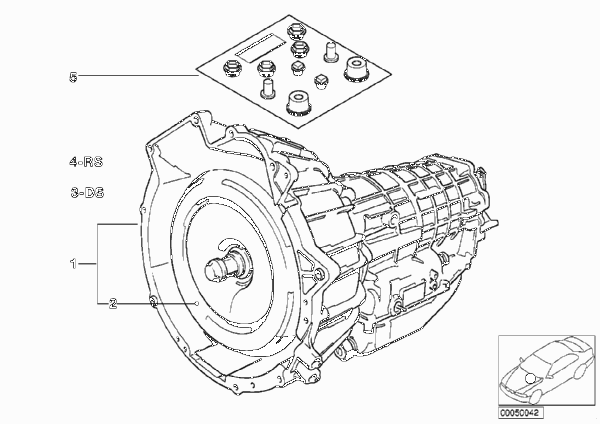 Автоматическая коробка передач 4HP22 для BMW E30 325e M20 (схема запчастей)