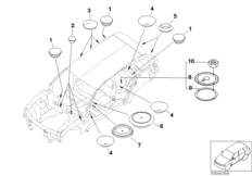 Пробки/заглушки для BMW E53 X5 3.0i M54 (схема запасных частей)