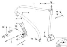 Ремень безопасности для BMW E46 328i M52 (схема запасных частей)