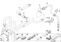 Трубопровод тормозного привода Зд с DSC для BMW E46 330i M54 (схема запасных частей)