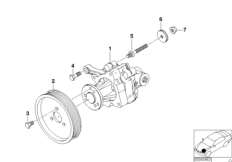 Насос гидроусилителя рулевого управления для BMW E53 X5 4.4i M62 (схема запасных частей)