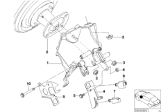 Опорный кронштейн педали для BMW E53 X5 4.6is M62 (схема запасных частей)