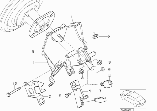 Опорный кронштейн педали для BMW E53 X5 4.6is M62 (схема запчастей)