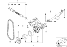 Смазочная система/маслян.насос с прив. для BMW E46 323i M52 (схема запасных частей)