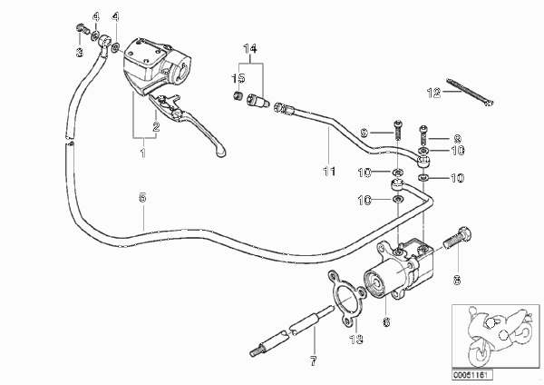 Привод управления сцеплением для BMW 259S R 1100 S 98 (0422,0432) 0 (схема запчастей)
