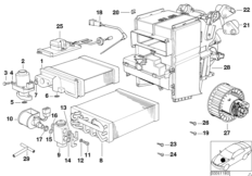 Дополнительный кондиционер для BMW E38 L7 M73 (схема запасных частей)