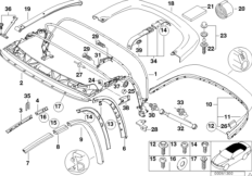 Складной верх дополнительные элементы для BMW Z3 Z3 3.0i M54 (схема запасных частей)