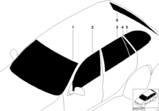 Остекление для BMW E53 X5 3.0i M54 (схема запасных частей)