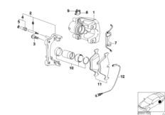 Датчик износа торм.накладки колеса Зд для BMW E46 318i N42 (схема запасных частей)