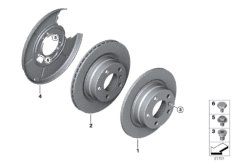 Тормозной диск торм.механ.заднего колеса для BMW E46 330xd M57 (схема запасных частей)