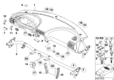 облицовка панели приборов для BMW Z3 Z3 M3.2 S50 (схема запасных частей)