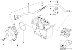 Вакуумный насос с трубопроводом для BMW E38 740d M67 (схема запасных частей)